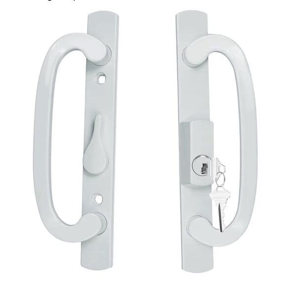 ReigaHood Other - Keyed Sliding Patio Door Handle Set White Truth Legacy 2265 3-15/16” Hole Space
